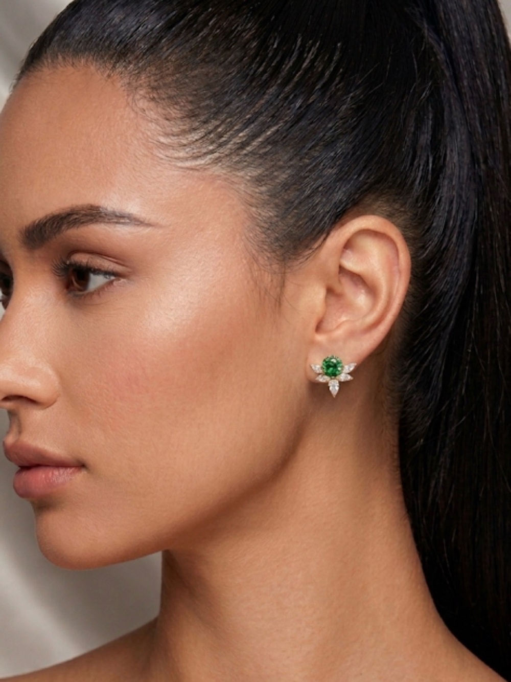 Emerald Green Crystal Stud Earrings